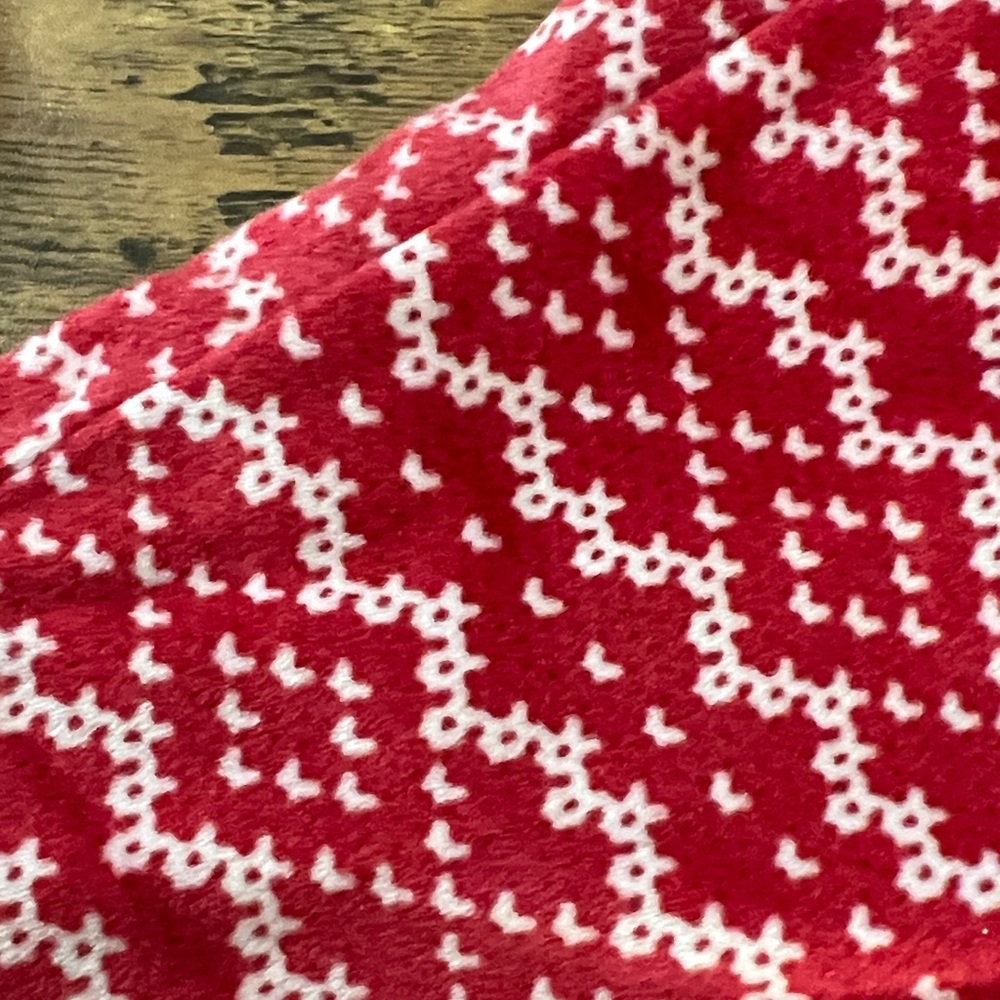 Women's Fleece White and Red Pajama Set - Picture 7 of 9